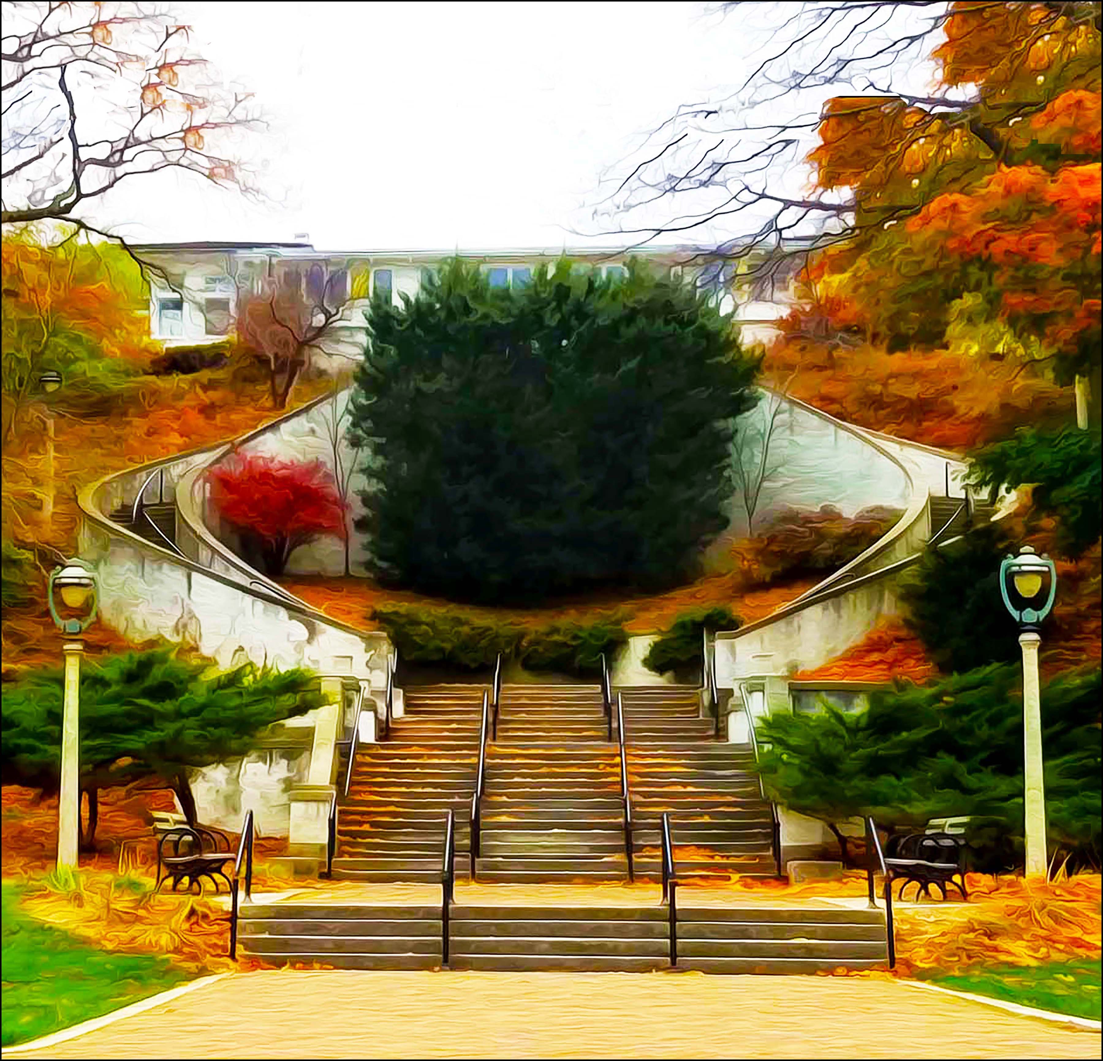 Picture of Lake Park's Pavilion and the Grand Staircase leading to the lakefront.