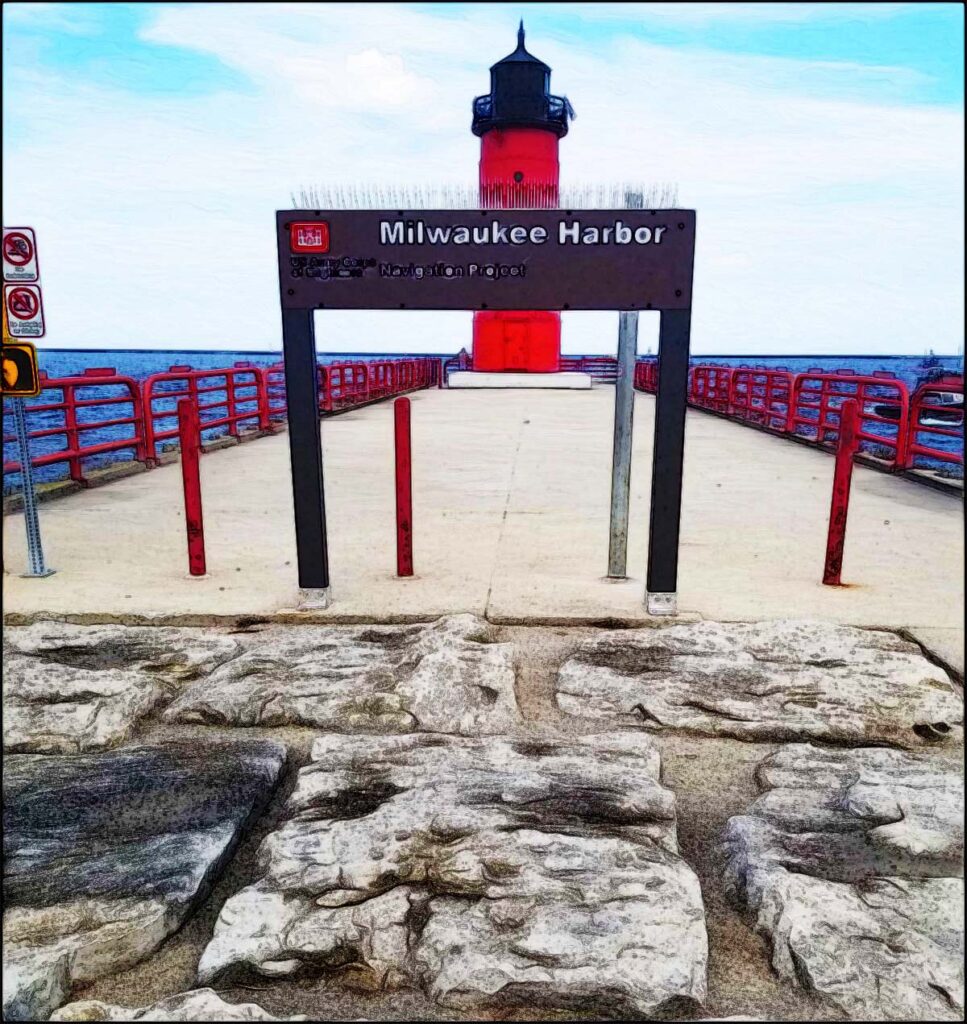 Milwaukee Pierhead Lighthouse, Milwaukee Harbor Entrance.